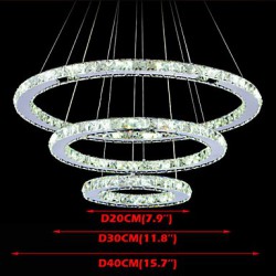 LED Crystal Pendant Light Modern Chandelier Lighting Lamps Cool White Round Ceiling Lights Fixtures