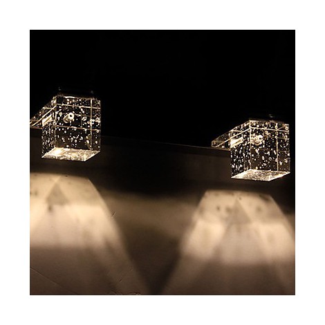 3W Modern Led Wall Light with Glass Bubble Cubic Shade Mirror Front ...