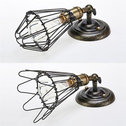 Vintage Style Industrial Opening and Closing Light Wall Sconce Cage Lamp Loft Restoring Ancient Ways Wall Lamp