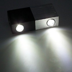 2W Modern Led Wall Light with Half Silver Half Black Chic Design Cubic Body 2 Leds