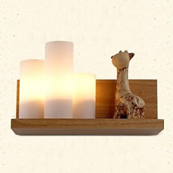 Oak Wall Lamp, Three Lights, Oak and Glass, 220~240V (JY999L)