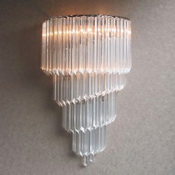 60W E14 Chrome Finish Wall Light with Crystal Glass Strips and 3 Lights