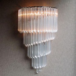 60W E14 Chrome Finish Wall Light with Crystal Glass Strips and 3 Lights
