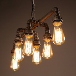 Edison Retro Loft Style Vintage Industrial Pendant Light Lamp Metal Water Pipe,Luminaire Lampara Colgantes
