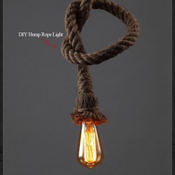 1 Light DIY Art Hemp Rope Light Creative Hemp Rope Chandelier Long 100cm Send 1 Bulb