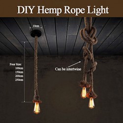 1 Light DIY Art Hemp Rope Light Creative Hemp Rope Chandelier Long 100cm Send 1 Bulb