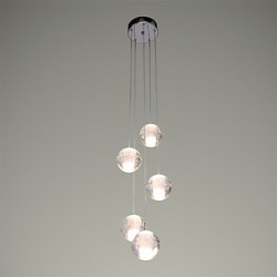 Modern Pendant Lights Pendant Lamp 5 Lights G4 Retroifit Chrome Plating Crystal for Dining Room Stairs Light