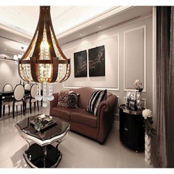 Post Modern Luxury Leather Crystal Creative Lron Chandelier