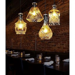Crystal Glass Lamp ,4Lights Shade Restaurant Kitchen Minimalist Personality Bottle Lights