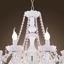 Chandelier White Crystal Modern Living 8 Lights