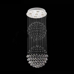 LED Pendant Light Modern Crystal Chandelier 5 Lights Silver Canpoy Clear Crystal Globe Ceiling Lamps Fixtures H130CM