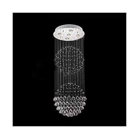 LED Pendant Light Modern Crystal Chandelier 5 Lights Silver Canpoy ...