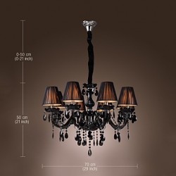 Chandelier Luxury Modern Black Crystal Living 8 Lights