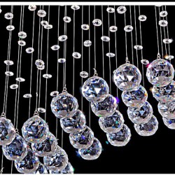 LED Pendant Light 6 Lights Modern Silver Canpoy Transparent Crystal Waves Ceiling Lighting Fixtures
