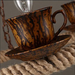 Ceramic Coffee Industry Wind Rope Chandelier RetroLron Chandelier Simple Restaurant
