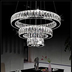 LED Crystal Chandelier Lights Modern Lighting Three Rings D305070 K9 Large Crystal Hotel Ceiling Light Fixtures