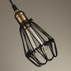 Pendant Lights Bulb Included Vintage American country style restoring ancient ways, wrought iron small cage droplight
