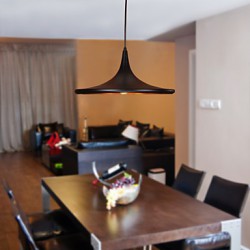 Comtemporary Aluminum Pendant Light with Black Shade