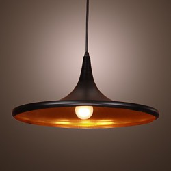 Comtemporary Aluminum Pendant Light with Black Shade