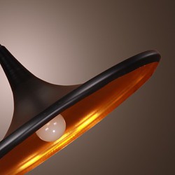 Comtemporary Aluminum Pendant Light with Black Shade