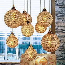 Max 40W Modern/Contemporary / Globe Crystal Electroplated Metal Pendant Lights Bedroom / Dining Room / Hallway