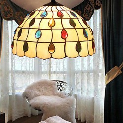 E27 220V 20*14CM 5-10㎡European Rural Creative Arts Stained Glass Chandelier Restoring Ancient Ways Lamp Led Light