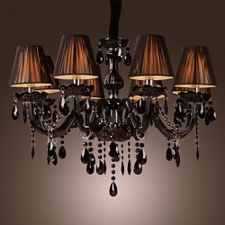Chandelier Luxury Modern Black Crystal Living 8 Lights
