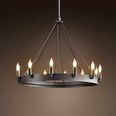 60w E27 Retro Style Iron Pendent Light With 12 Lights In Candle