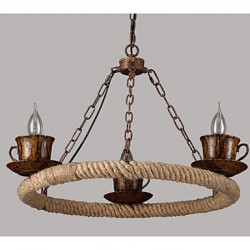 Ceramic Coffee Industry Wind Rope Chandelier RetroLron Chandelier Simple Restaurant3