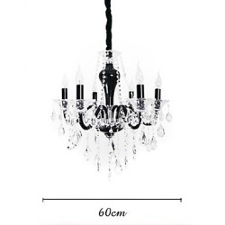 6-Light Crystal Chandelier in Black Design Accent