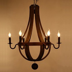 Vintage Amercian Rustic Wooden Pendant Wine Barrel Chandelier Lamp Liviing and Bedroom Lamp