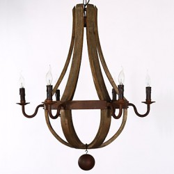 Vintage Amercian Rustic Wooden Pendant Wine Barrel Chandelier Lamp Liviing and Bedroom Lamp