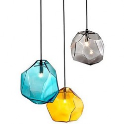 E27 220V 18x18CM Creative Ice Crystal Personality Glass Diamond Pendant Chromatic Droplight Lamp Led Light