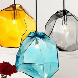 E27 220V 18x18CM Creative Ice Crystal Personality Glass Diamond Pendant Chromatic Droplight Lamp Led Light