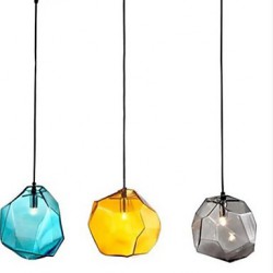 E27 220V 18x18CM Creative Ice Crystal Personality Glass Diamond Pendant Chromatic Droplight Lamp Led Light