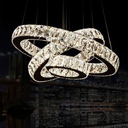 LED Pendant Light Modern Lighting Warm White Three Rings D204060 Transparent K9 Large Crystal Hotel Ceiling Lights