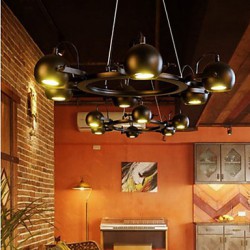 Vintage Chandelier Iron Bar LED Creative Industrial Wind Chandelier