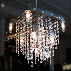 North American-Style Characteristic Crystal 9 Light Chandelier In Pipe Design