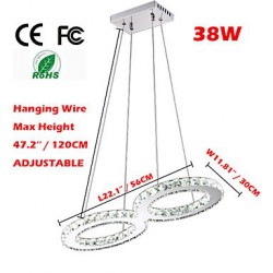 8 Shape LED Crystal Ceiling Pendant Light Chandeliers Lighting Fixtures with 38W CE FCC ROHS