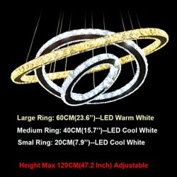 LED Crystal Ceiling Lights Pendant Chandelier Light Lighting Fixtures with LED Warm and LED Cool White D204060cm CE UL