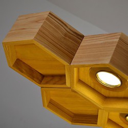 Designer Art Individuality Chandelier Restaurant Bar Simple Honeycomb Wood Lamps