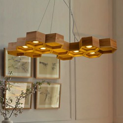 Designer Art Individuality Chandelier Restaurant Bar Simple Honeycomb Wood Lamps