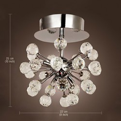 Max 10W Modern/Contemporary Crystal / Mini Style / Bulb Included Chrome Metal Chandeliers / Flush Mount Living Room / Bedroom / Hallway