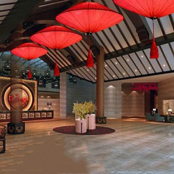 Lotus Leaf Modern Marine Cloth Art Corridor Droplight Of Red Lanterns Lamp LED Light