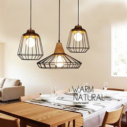 E27 25*30CM Nordic Creative Personality, Wrought Iron Chandelier Bar, Cafe Restaurant Retro Net Droplight LED