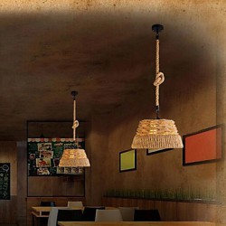 38*23CM Loft Industrial Wind Creative Nordic Hemp Rope Meals Chandeliers Lamp LED