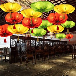 Cloth Art Romantic Personality Imitation Of Classical Droplight Southeast Asia Lotus Lantern Lamp LED Light