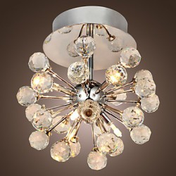 Max 10W Modern/Contemporary Crystal / Mini Style / Bulb Included Chrome Metal Chandeliers / Flush Mount Living Room / Bedroom / Hallway