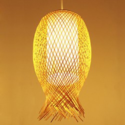 20*40CM Modern Teahouse Bamboo Weaving Bamboo Decoration Droplight Lamp LED