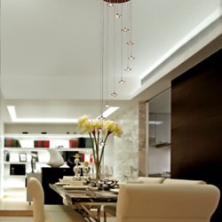 Max 10W Modern/Contemporary Crystal / Mini Style / Bulb Included Chrome Metal Pendant Lights Living Room / Bedroom / Dining Room